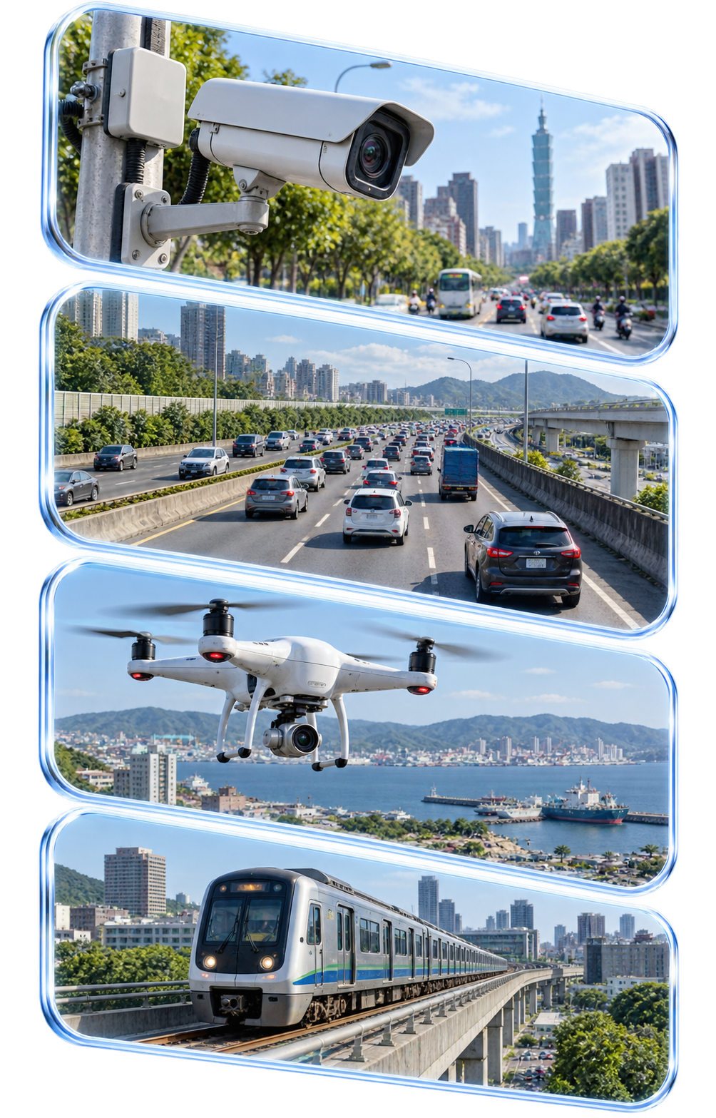 CCTV、道路影像、無人機與軌道車載等多源影像輸入